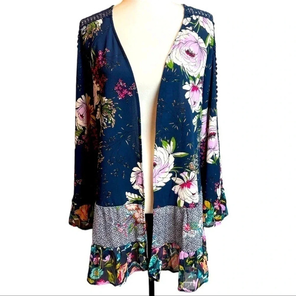 TIME & True open front, ruffled kimono/duster - Picture 4 of 10